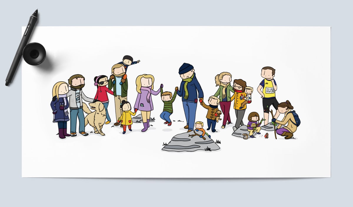 Bespoke illustrated 70th birthay portrait